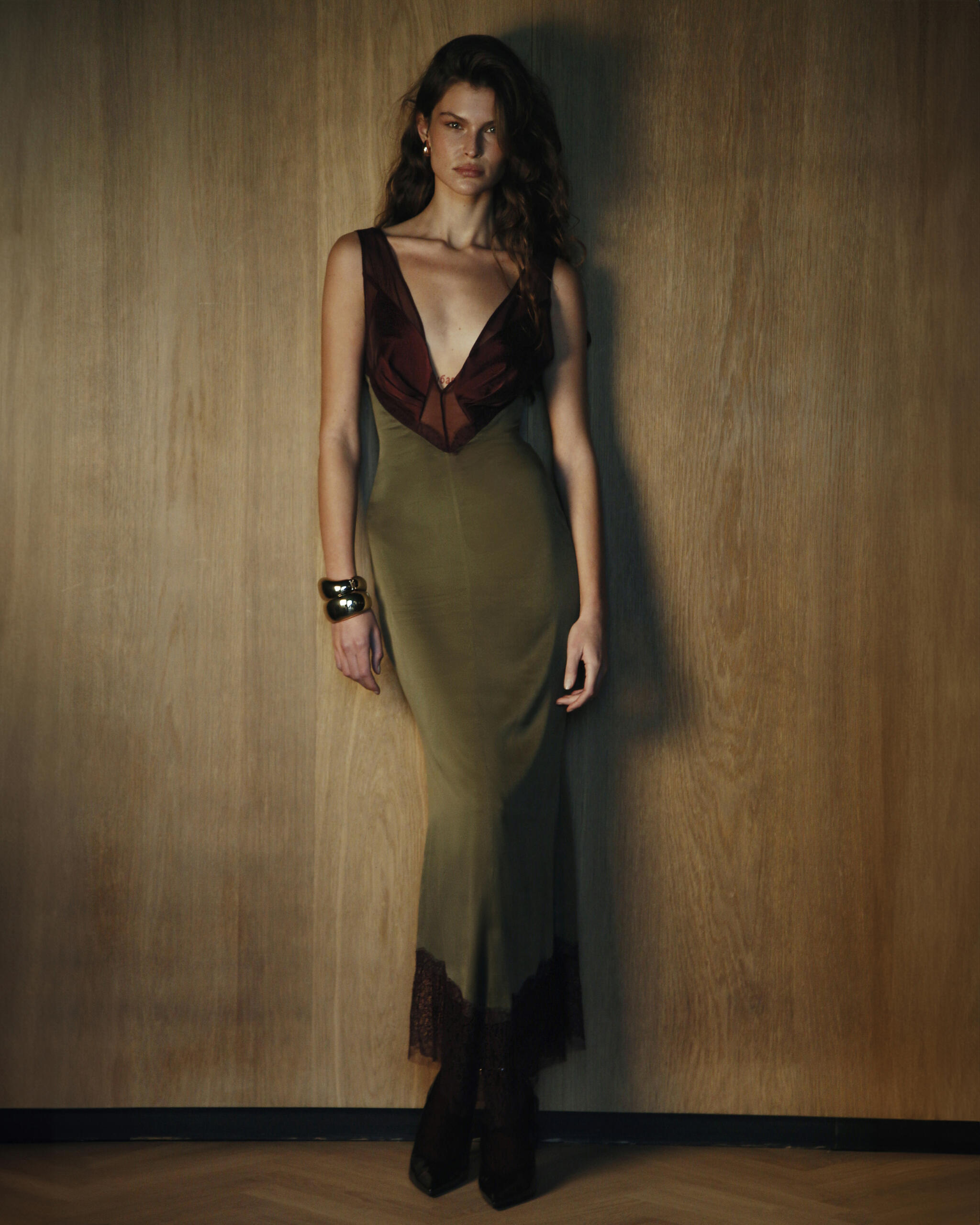 Color-block dress with lace appliqu FS103 | Ines Atelier Color-block dress with lace appliqu FS103 | Ines Atelier